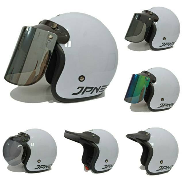 Helm Bogo Jpn Arc Putih Kaca Datar Flat Visor Shopee Indonesia