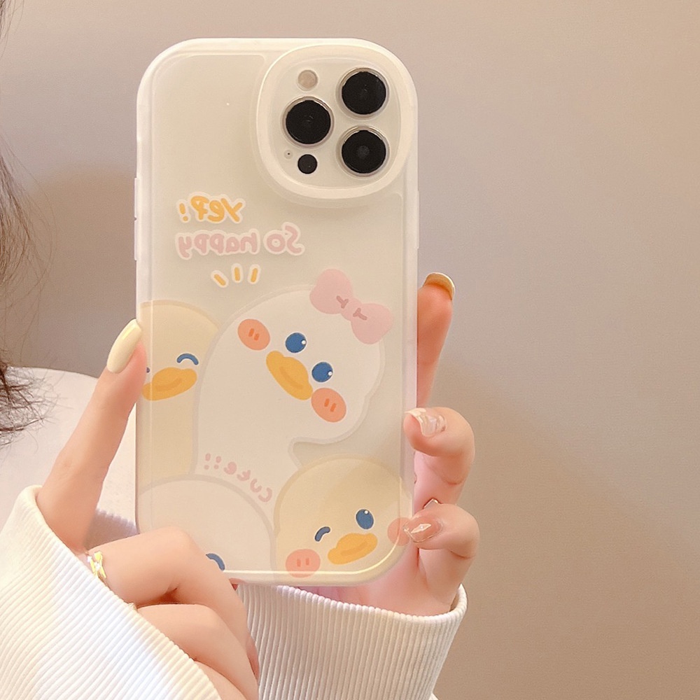 Case TPU Transparan Motif Kartun Bebek Untuk iPhone 11 7Plus 8Plus Xr XS Max 13 12 Pro Max 11 XSMAX 8p X 12