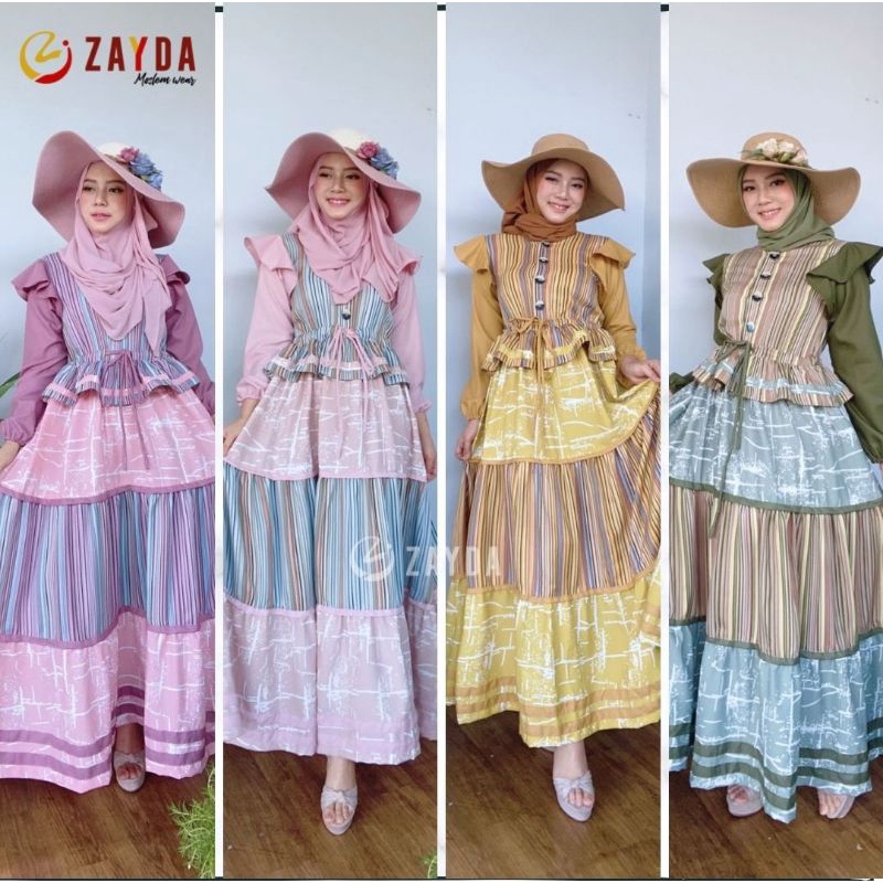ZG81 NEW MOTIF - DISKON GAMIS ZAYDA TERBARU | PINK PEACH YELLOW GREEN
