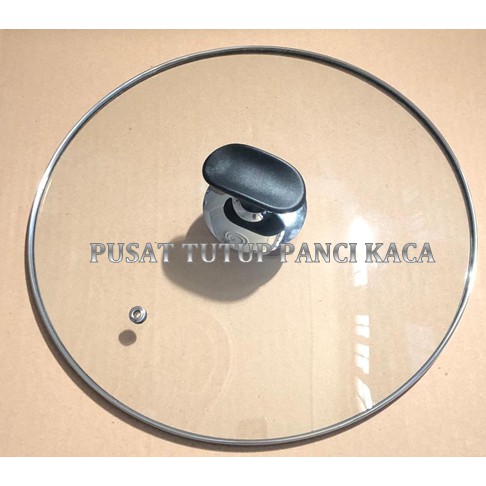 TUTUP PANCI KACA TANPA KAKI, DIA.+/- 13.2 CM + KNOP OVAL HITAM