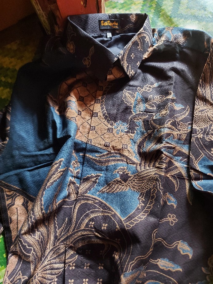 Kemeja Batik Pria Dobby Laseman Lengan Panjang  Premium Motif Pesik Kawung