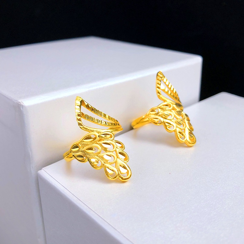 Cincin Model Terbuka Desain Ekor Phoenix 24k Gaya Korea Untuk Wanita