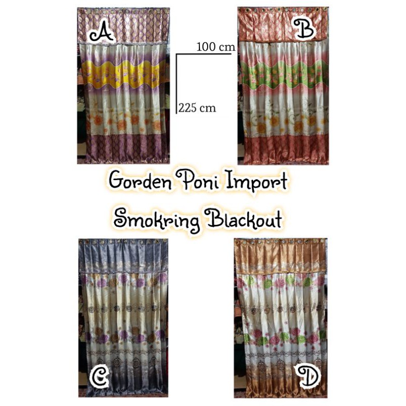 Gorden hordeng tirai poni blackout smokring prada import