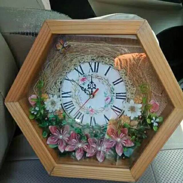 Hias mahar uang frame hexagonal kayu