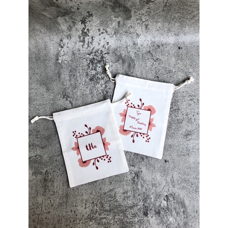 Kantong Pouch Serut Canvas CUSTOM DESIGN PRINTING