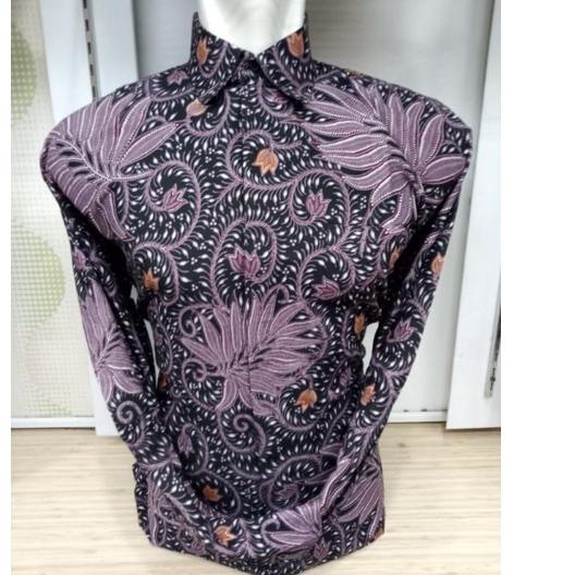 ❊ couple batik ayah anak warna ungu,lilac,Batik Pria Lengan Panjang Premium,modern baju batik cowok 