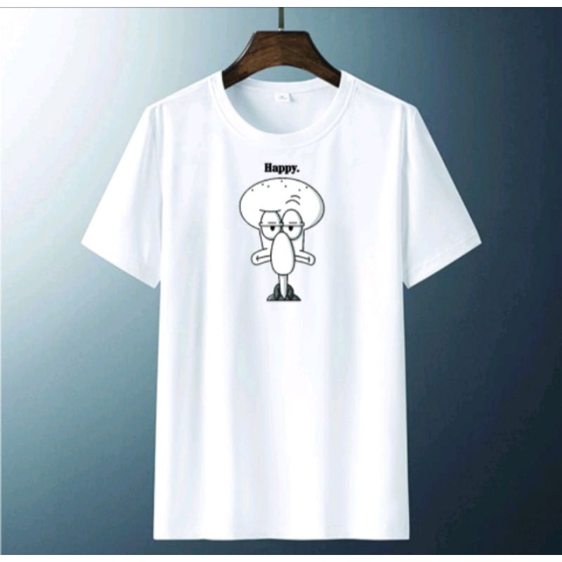 Kaos Distro Pria SQUIDWARD Kaos Oblong Pria Lengan Pendek Atasan Tshirt Pria Baju Oblong Cowok