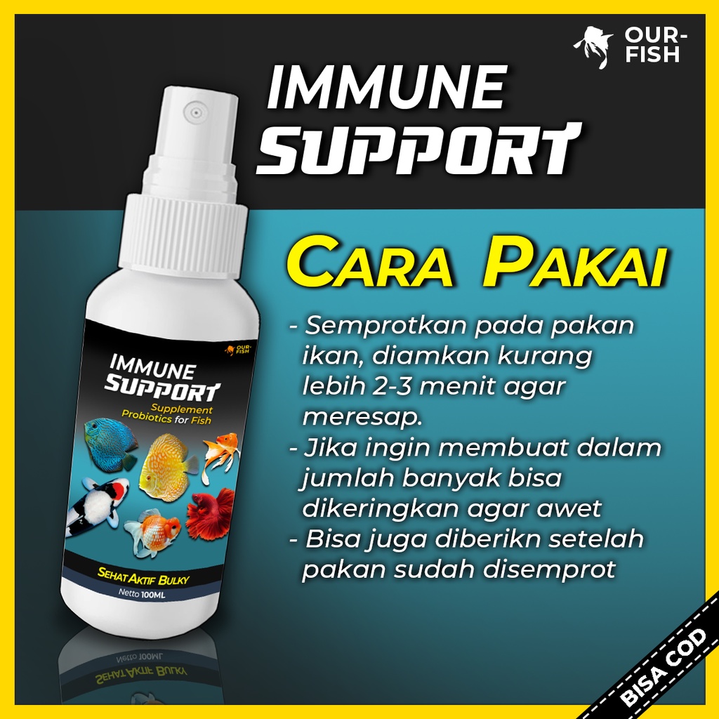 Vitamin Ikan Hias IMMUNE SUPPORT Suplemen Ikan Cupang Discus Louhan Mas Koki Koi Goldfish Discuss Guppy Arwana Channa Predator Oscar by Ourfish Store Betta Mastery Koukkai Fishkinian