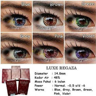  Softlens  Warna  Luxe Regaza Kontak Lens minus biru coklat 