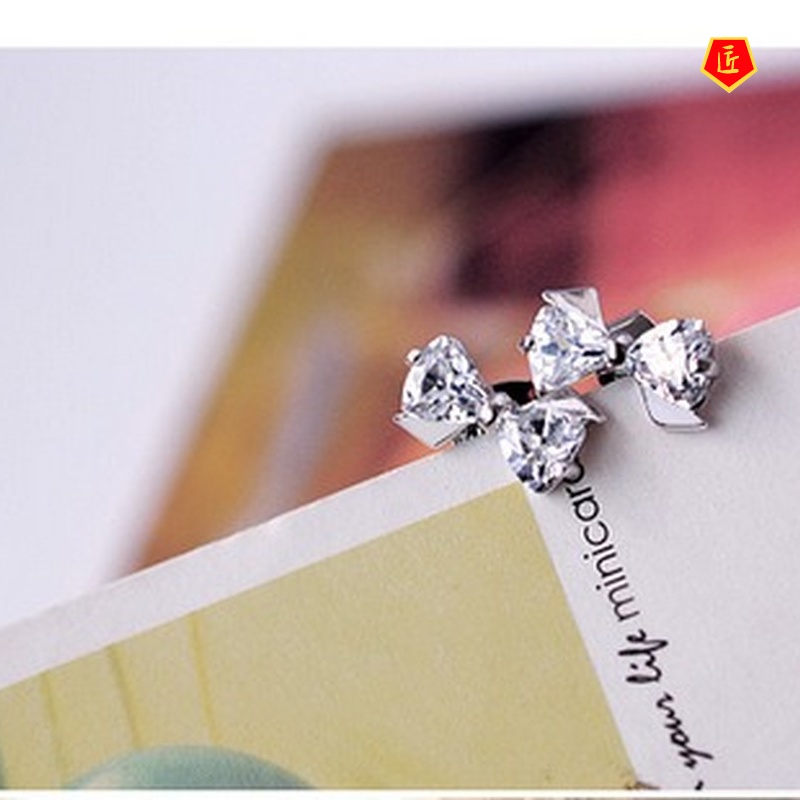 [Ready Stock]Cute Bow Diamond Stud Earrings