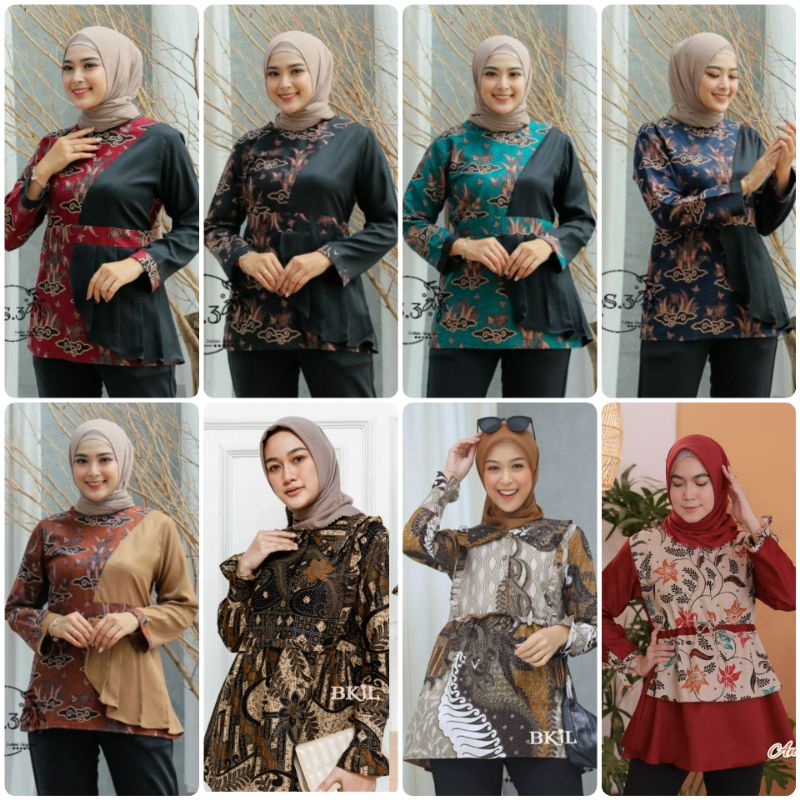 Batik wanita ASJ SA HRB026 Kenongo Kemeja Tosca Pendek