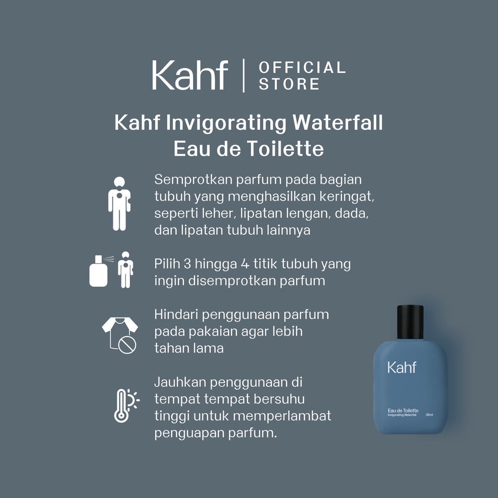 KAHF Invigorating Waterfall Eau De Toilette Indonesia / Parfum Pria 35ml 100ml / Revered Oud Humbling Forest True Brotherhood Saffron / Parfume Perfume EDT EDP / Skincare Body Care Hair Deodorant / Face Wash Serum Cream Sunscreen Mask / Man Cowo Paket Set