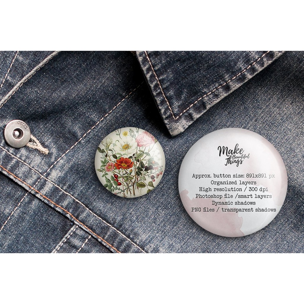 Pin Button Mockup - Adobe Photoshop