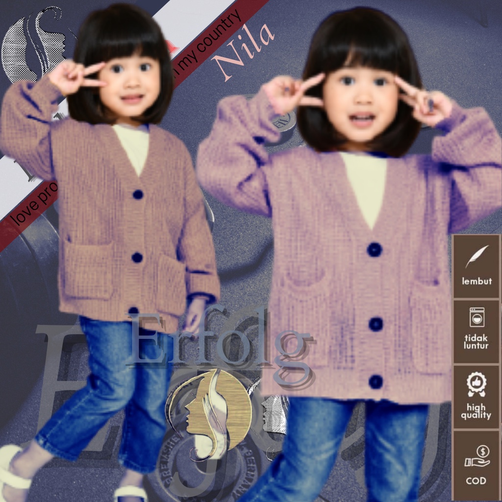 Cardigan LOCY Anak/Rajut Cardigan anak perempuan/Deandra Bahan Rajut Halus dan Tebal