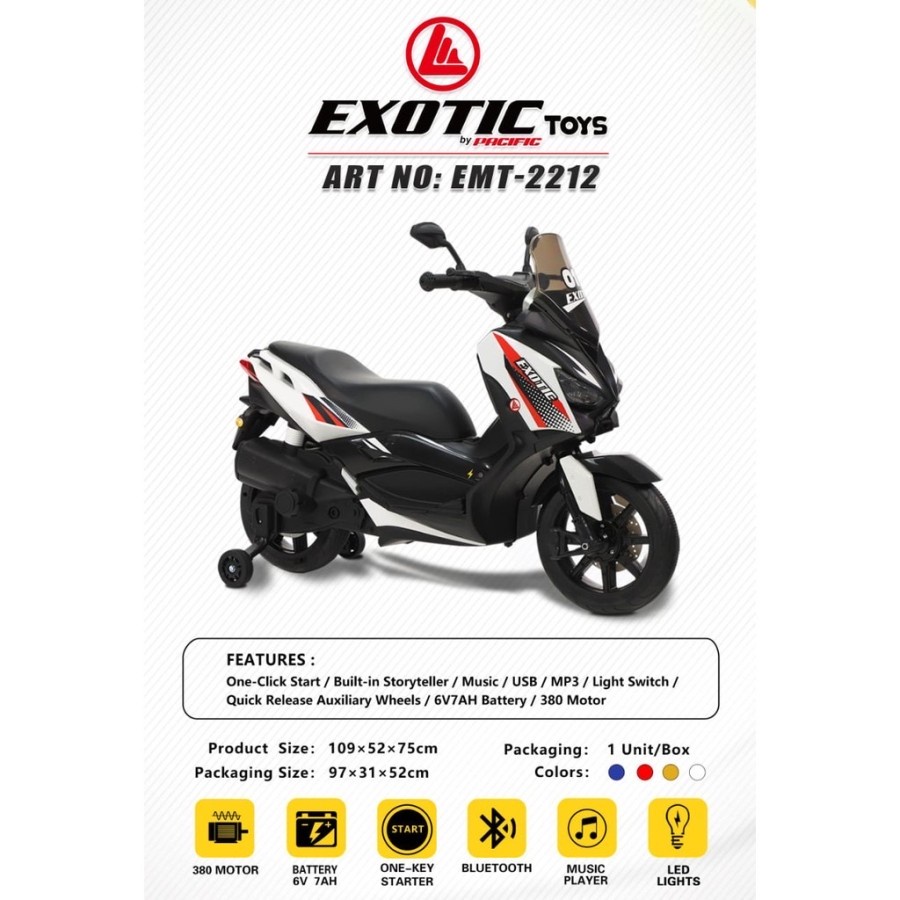 Exotic Motorcycle EMAX 2212 / Mainan Motor Aki Anak - White