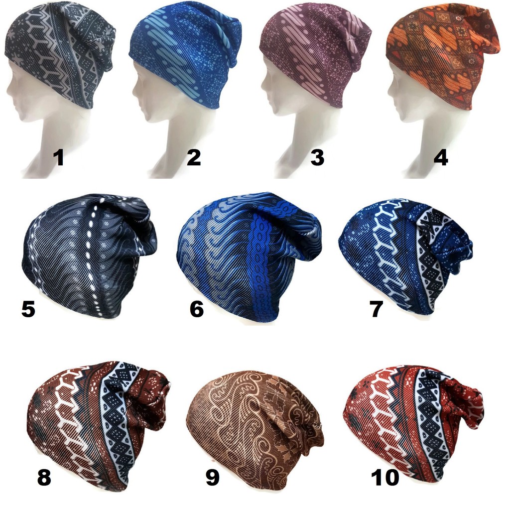 Kupluk beanie Rajut Motif Print Batik allsize Dewasa BEA-BATIK