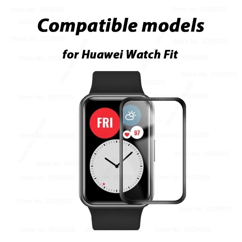 1pc Pelindung Layar Tempered Glass 9D Curved Full Cover Untuk Smartwatch Huawei