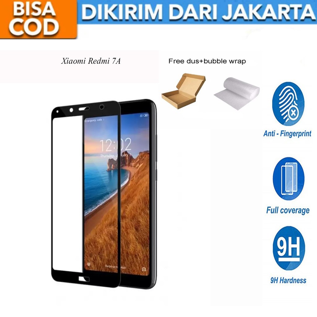 Xiaomi Redmi 7A Full Cover/Full Screen Tempered Glass Screen Protector Anti Gores