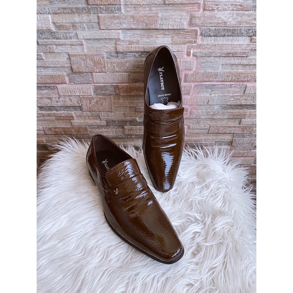 PSPGN.CO | ORIGINAL BRAND PLAYBOY PH3380BR SEPATU PRIA KULIT OXFORD PANTOFEL SLIP ON FORMAL PARTY 40