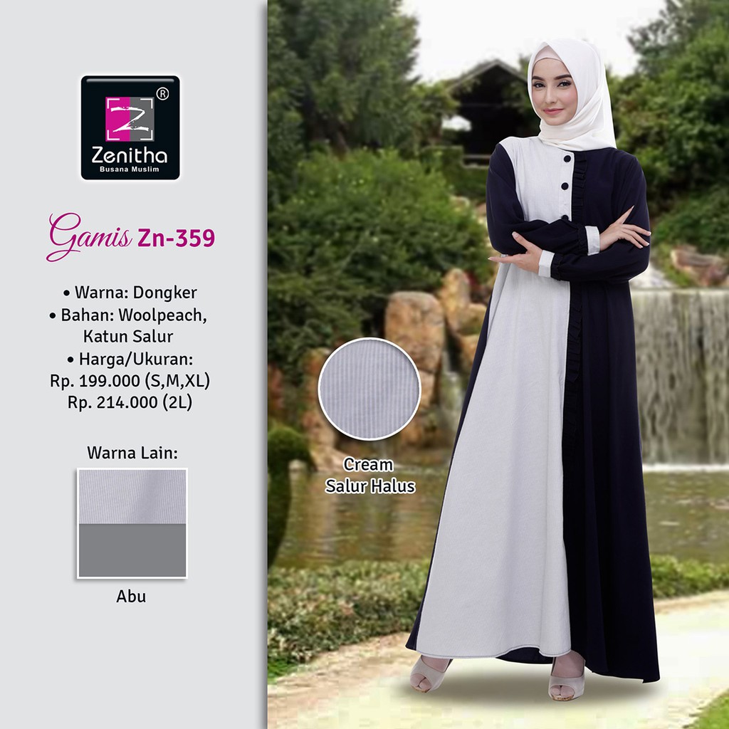 Busana Muslim Gamis Zenitha Zn 359 Abu Dongker Shopee Indonesia