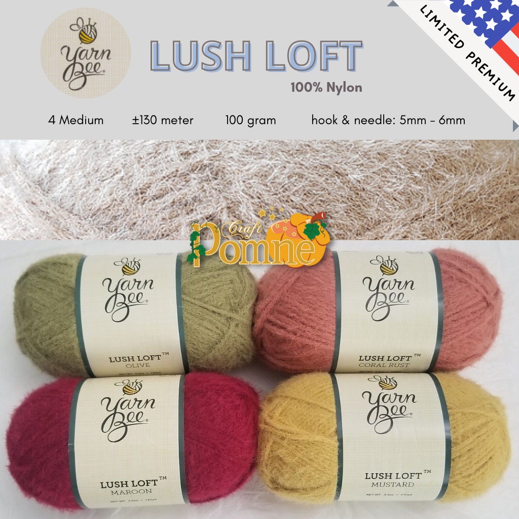 LIMITED USA - YARN BEE LUSH LOFT - BENANG BULU HALUS LEMBUT - PREMIUM SOFT CROCHET KNITTING YARN