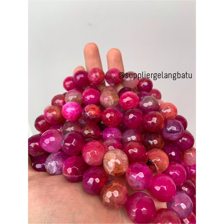 bahan batu 16mm Purple Agate Cutting aksesoris akik gelang kalung batu