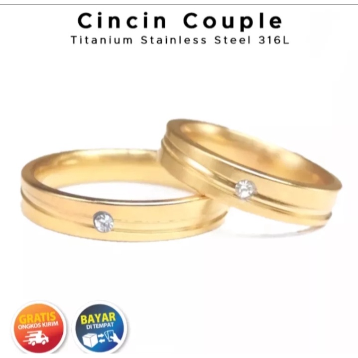 2 pcs cincin tunangan berbahan titanium import stainless steel