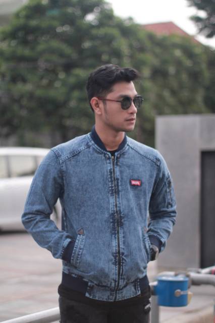 (JAKET BAYAR DI TEMPAT ) bomber jeans sandwash &amp; bomber jeans pria / tempat jaket