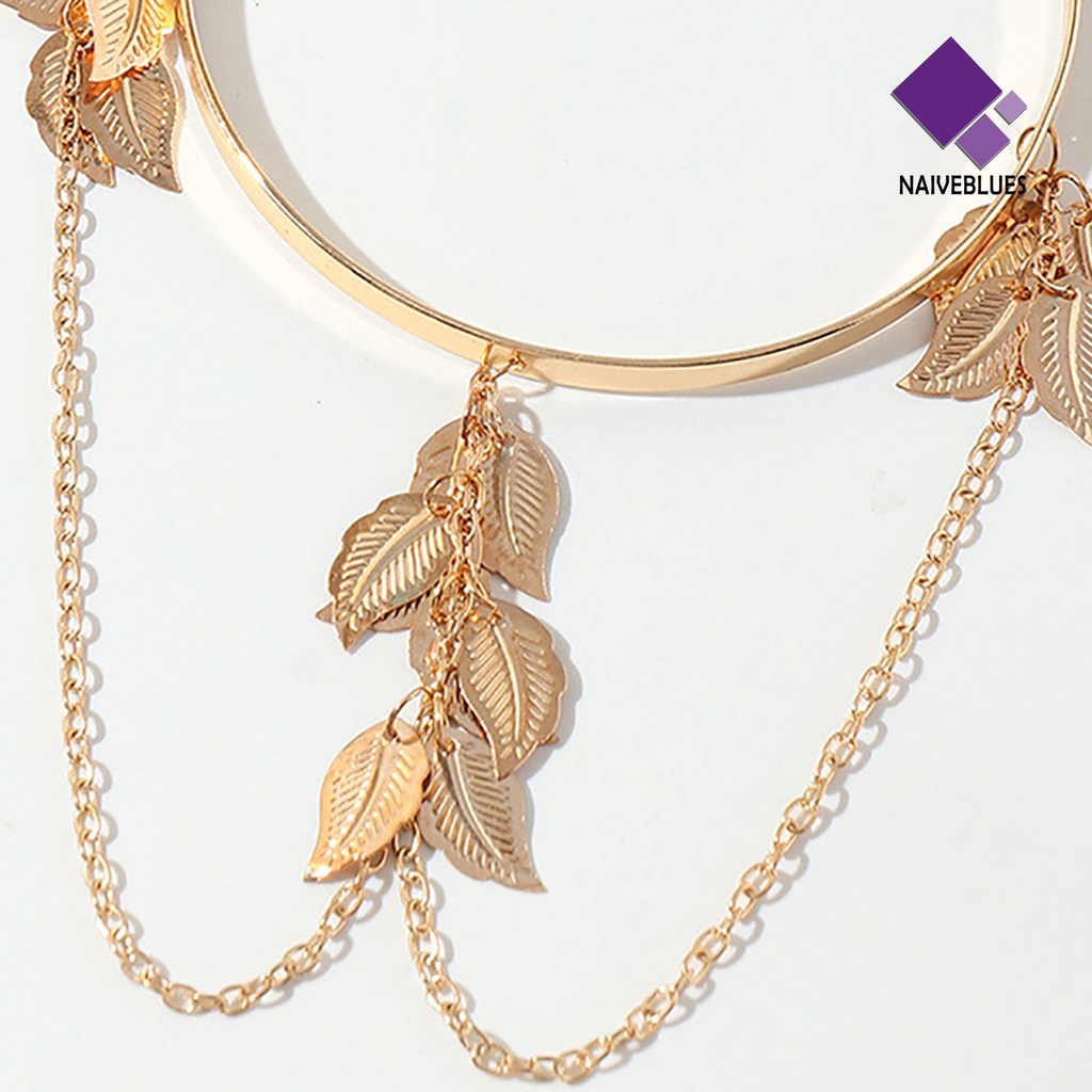 Naiveblue &gt; Gelang Bangle Open Adjustable Desain Daun Untuk Wanita