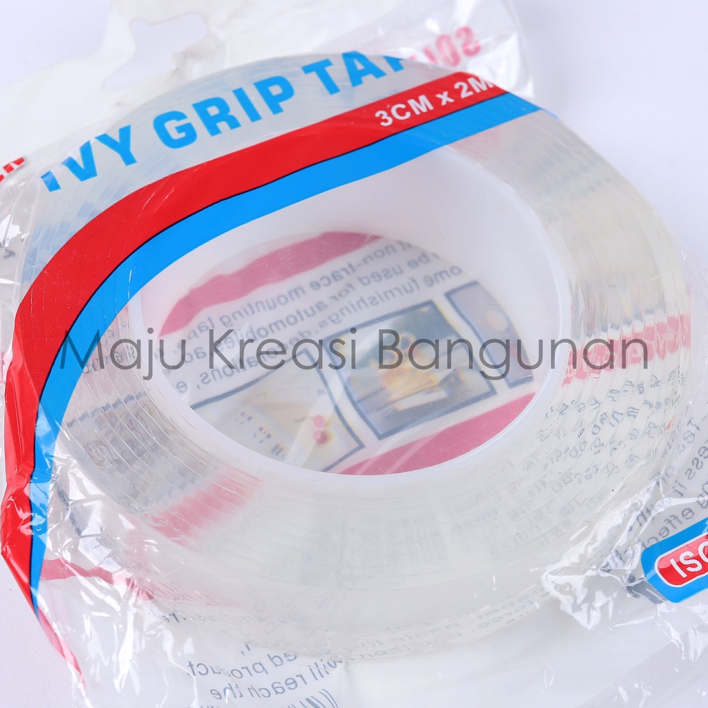 Double Tape Transparan Soligen Ivy Grip Tape Dobel Tip Bening 3Cm x 2Mm x 3M