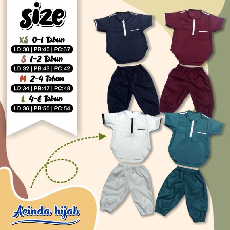 Promo Baju Koko Kurta Anak Katun Toyobo Fodu Setelan Celana Joger Premium 0-6 Tahun