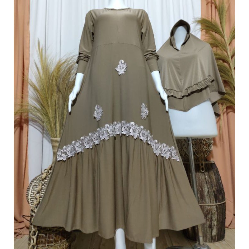 GAMIS SET HIJAB JERSEY PREMIUM/GAMIS SYAR'I KHIMAR JERSEY/DRESS