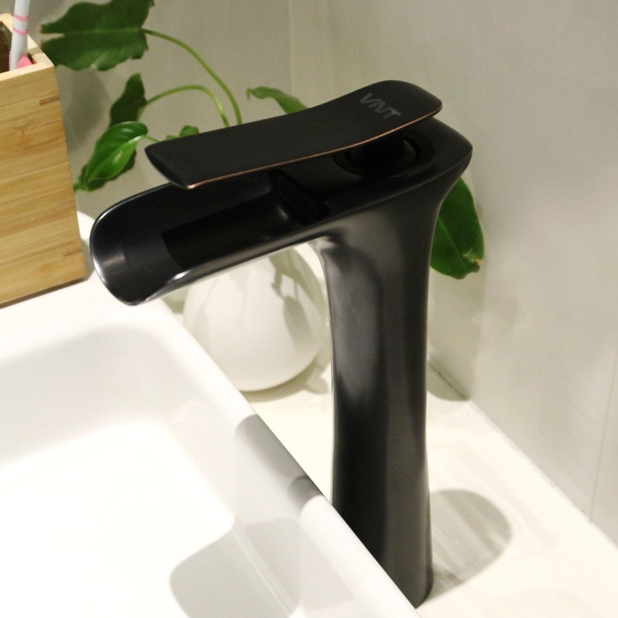 Kran Wastafel Hot &amp; Cold Black Basin Faucet Keran Minimalis Hitam Doff