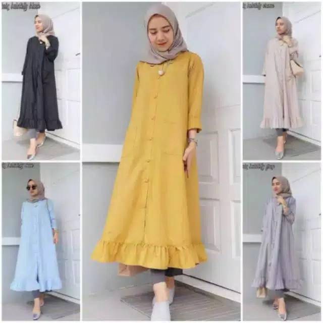 Fourfashion Velove Long Tunik Bahan Wolfis Ukuran Fit L