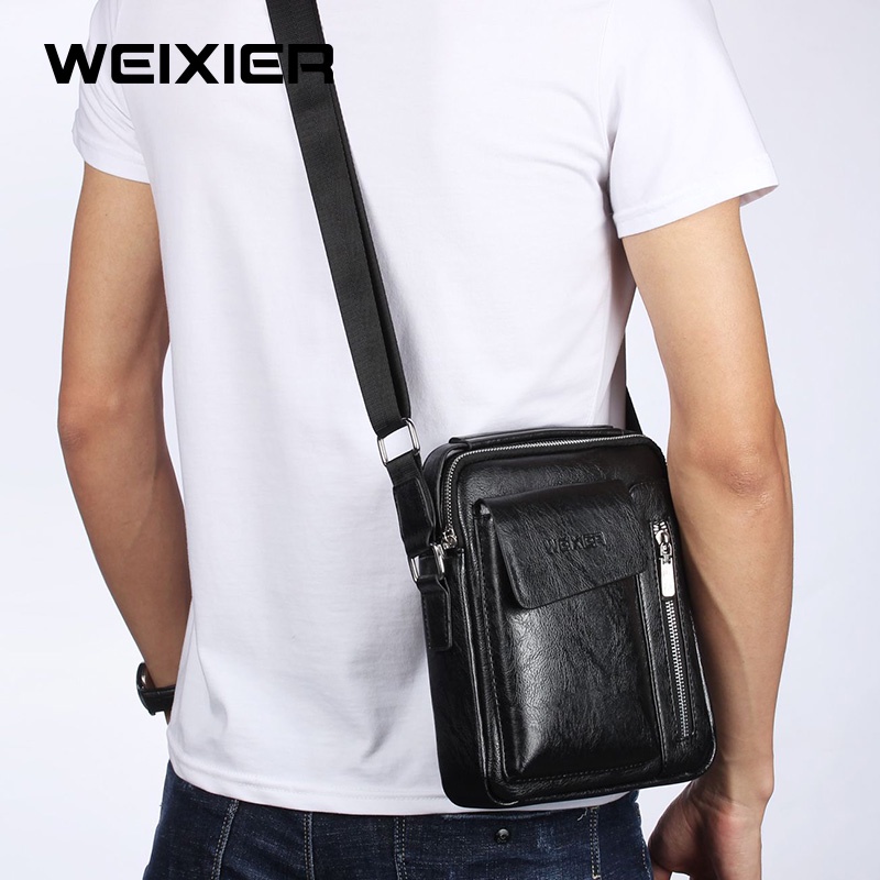 WEIXIER 8602 Tas Selempang Pria Kulit Sling Bag Premium WK-SBY