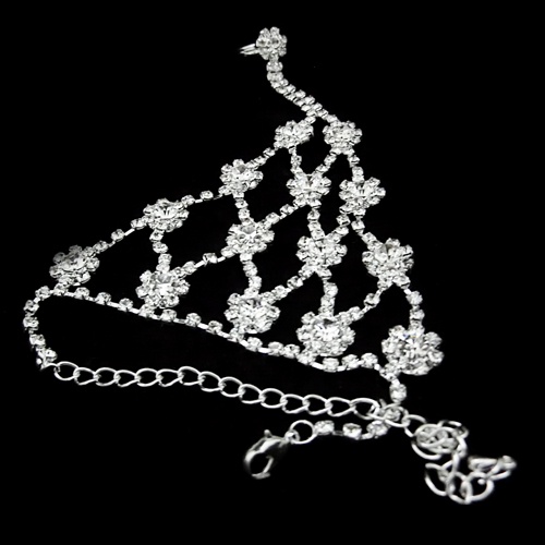 Hu Hu Hu Hu Hu Alat Bantu Pasang Kacamata♡ Gelang Harness &amp; Cincin Cuff Kristal Berlian Imitasi Untuk Pengantin Wanita