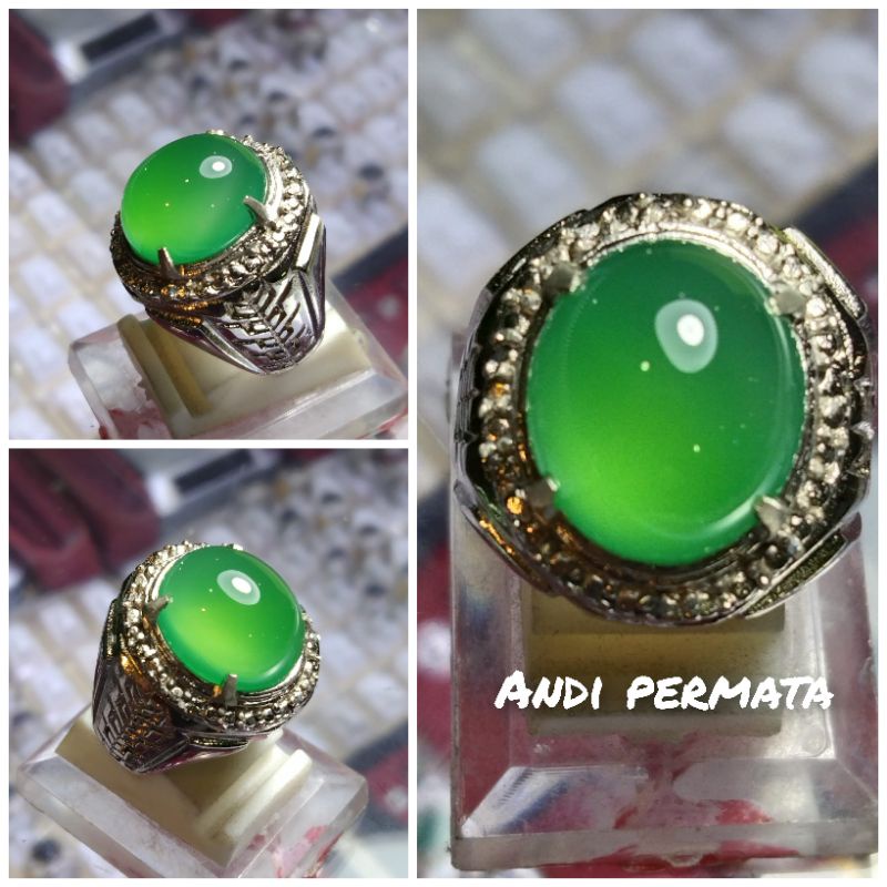 Cincin batu sulaiman hijau giwang