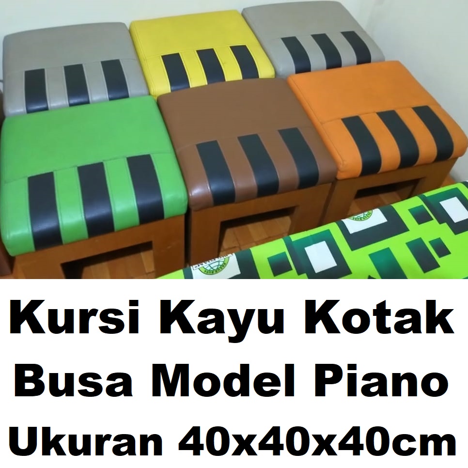 Kursi Kayu Kotak Persegi Busa Model Piano 40cm