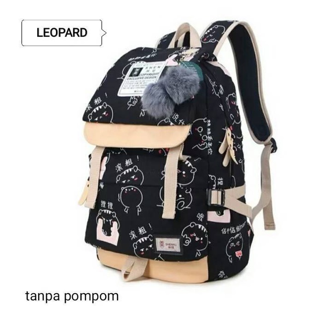Tas Sekolah Ransel Backpack Cowok Cewek SMP SMA SMU Kuliah Murah Kent Kent kanvas Murmer Abu Kanvas-hitam