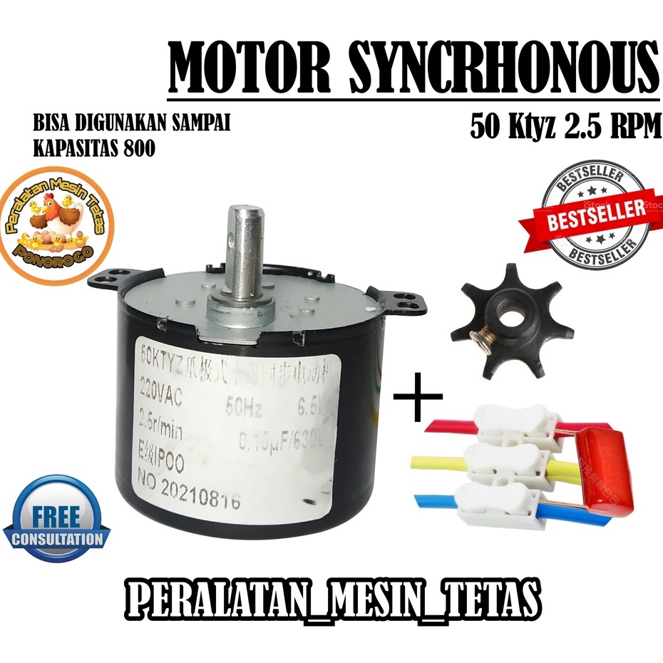 Motor Synchronous 50Ktyz 2.5 RPM untuk Rak Ayun Mesin Tetas Mencapai 800 Butir Telur