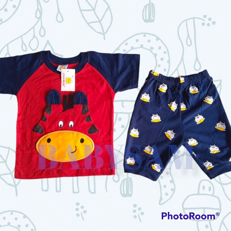 Setelan Anak Laki-laki Cola Bear Motif Sapi 100% Cotton Katun 9bln-2tahun