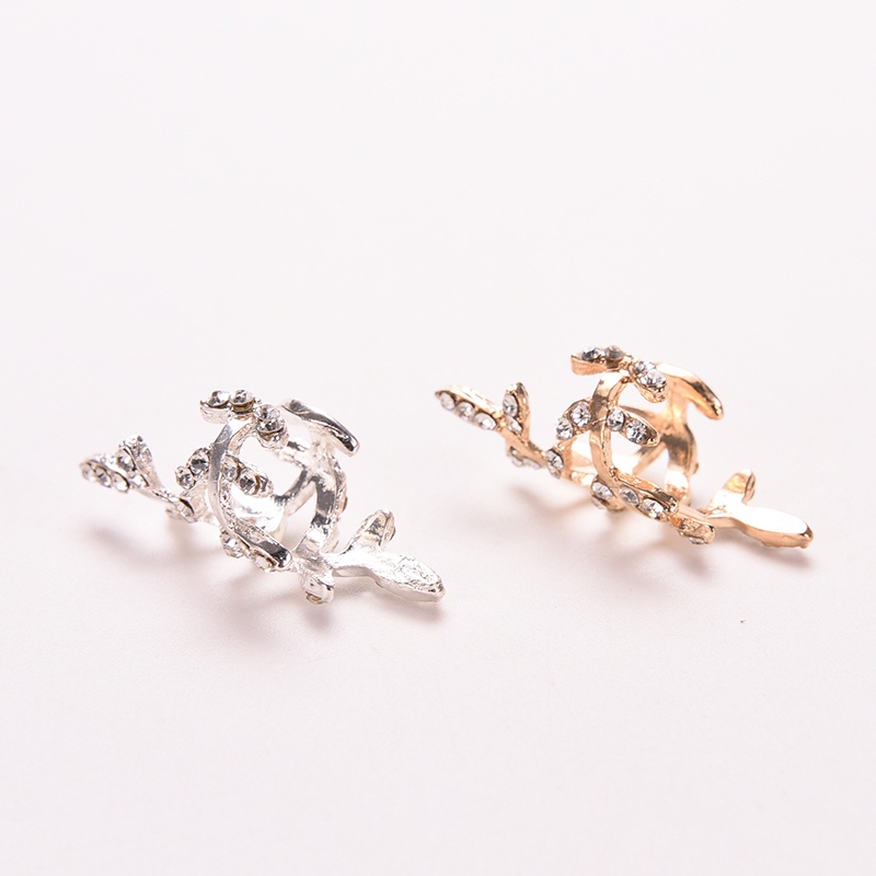 # Kaos T-Shirt Wanita Lengan Pendek Motif Print #Anting Klip On Bentuk Daun Kristal Gaya Punk Rock Retro