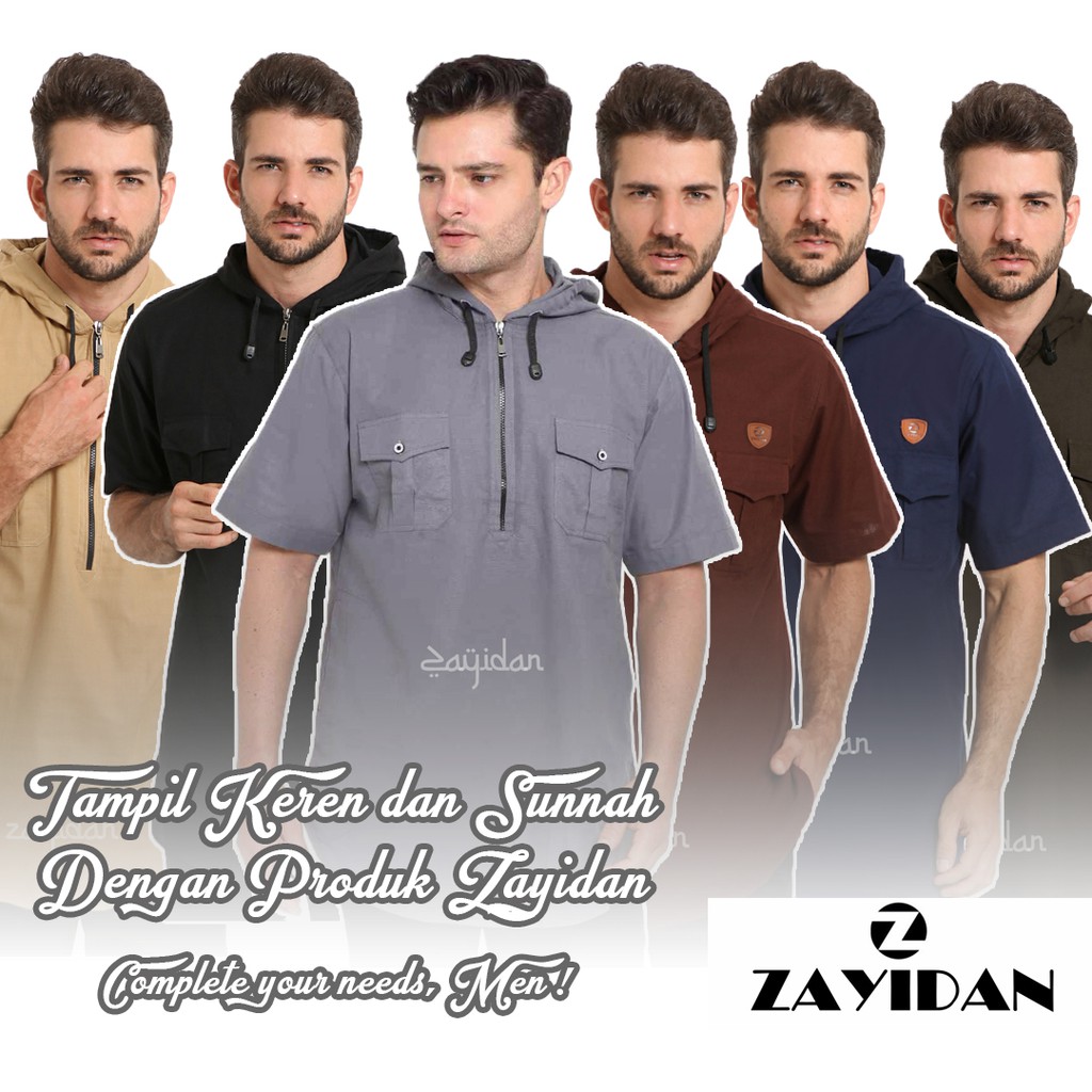 Baju Koko Hoodie Lengan Pendek Baju Koko Pria Dewasa Zayidan Dzaki