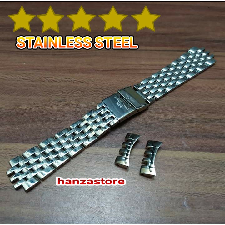 Tali Jam Tangan Strap Breitling 1884 22mm Curved Full stainless steel