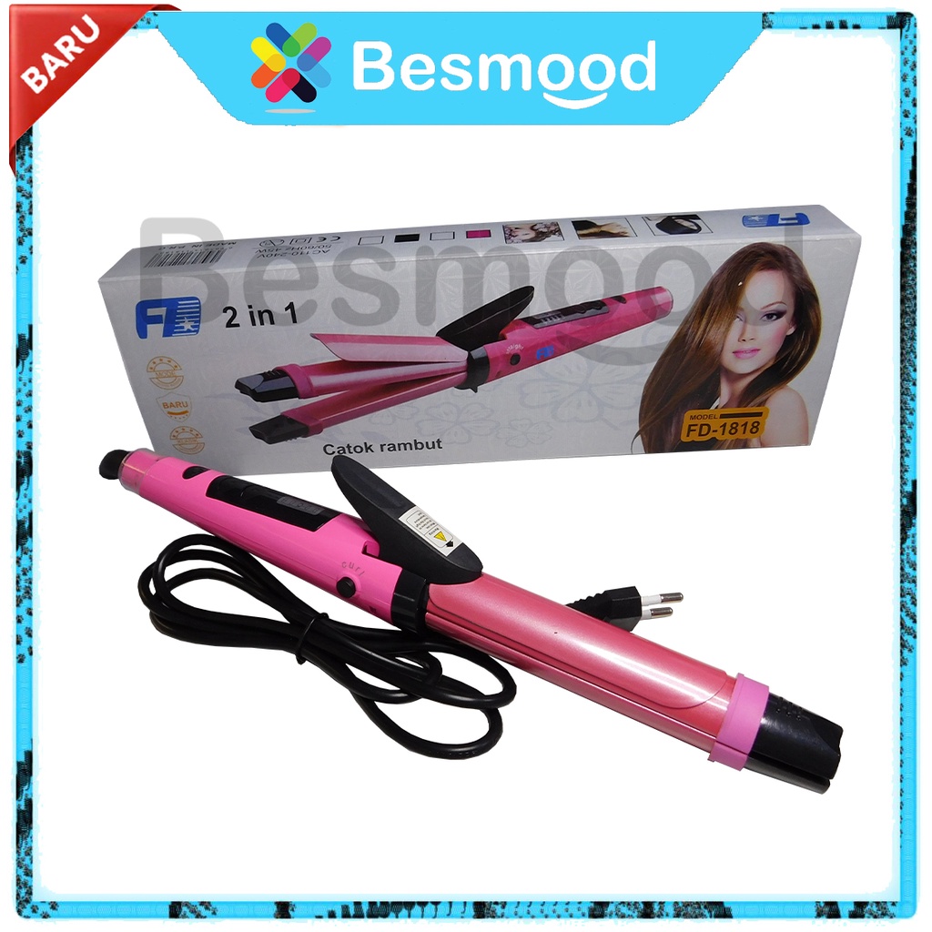 Besmood Alat Catokan Rambut Lurus Dan Keriting FD 1818 2IN1
