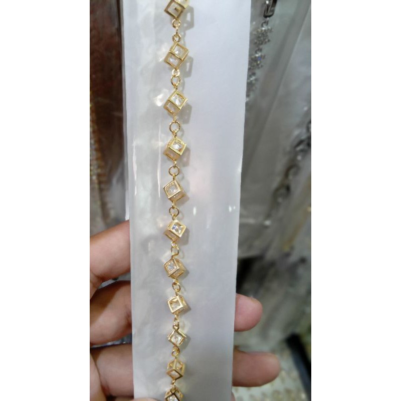 TS-7760.Gelang tangan xuping wanita berlapis emas dengan mata zircon uk18cm.