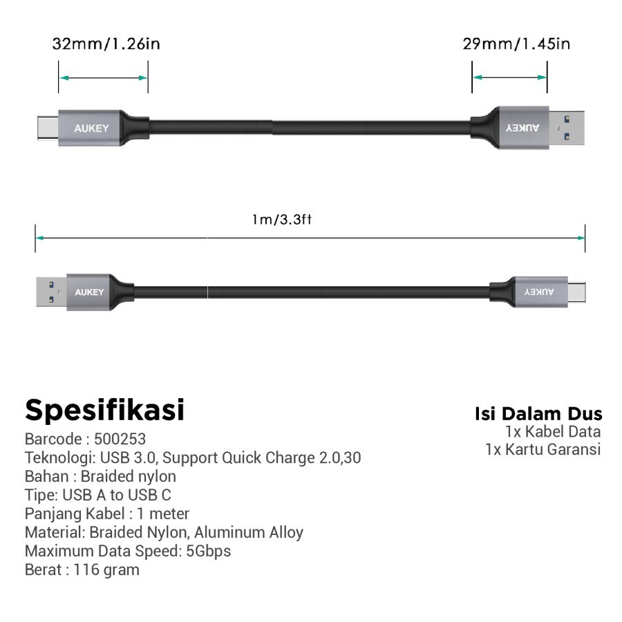 Aukey 1.2M USB C to C1 CB-CD29