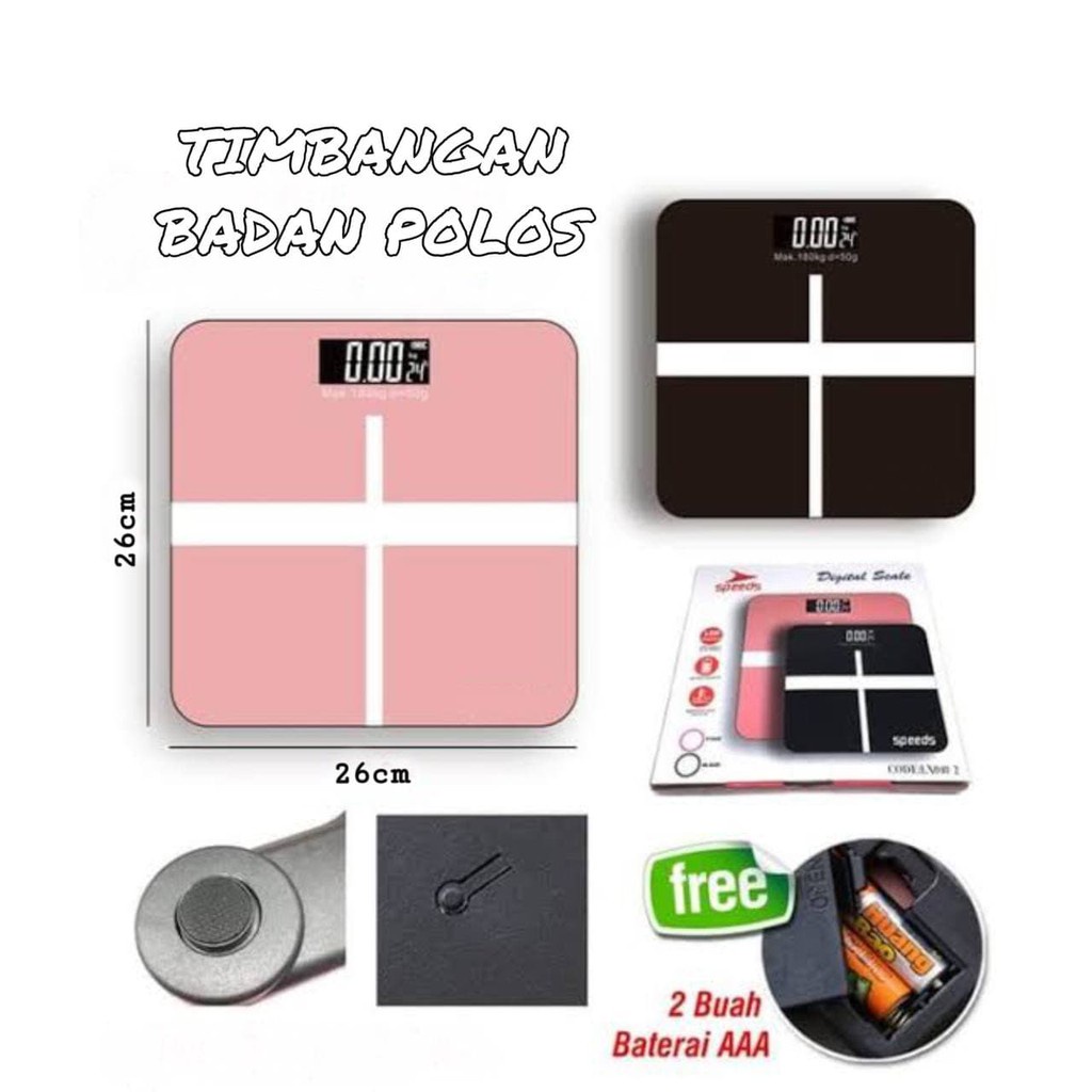 &lt; M.A &gt; TIMBANGAN BADAN DIGITAL180 KG MOTIF POLOS/TIMBANGAN BADAN DIGITAL POLOS