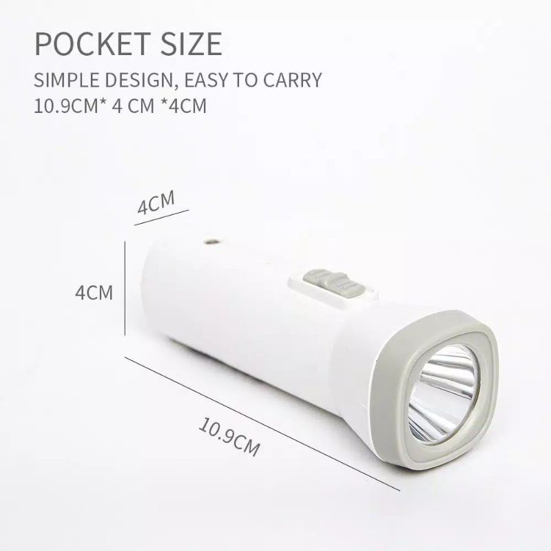 MINISO Lampu Senter Flashlight LED Pengisi Daya USB 1200 mah Disi