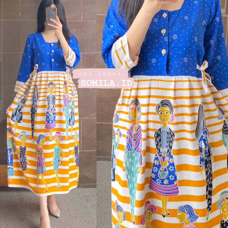 GROSIR DASTER SOMILA.ID BUSUI KIMONO CHIBI PANJANG LENGAN KRUT 7/8 PINGGANG SERUT BATIK BLOSSOM